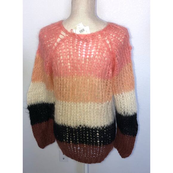 Maiami Mohair Knit Multi Colored Striped Sweater Anthropologie Medium - Picture 4 of 5